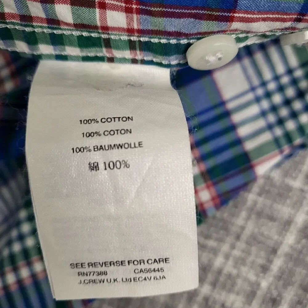 J. Crew Plaid Casual Dress Shirt Blue Multicolor Men's M